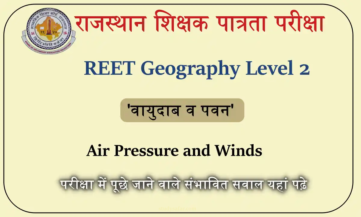 Air Pressure and Winds MCQ For REET 2022