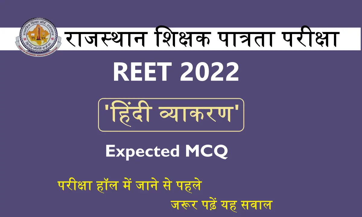 Hindi Grammar Practice Set For REET 2022